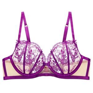 Dita Von Tesse NWT Shocking Violet femmoiselle demi lace bra lingerie SIZE 36D